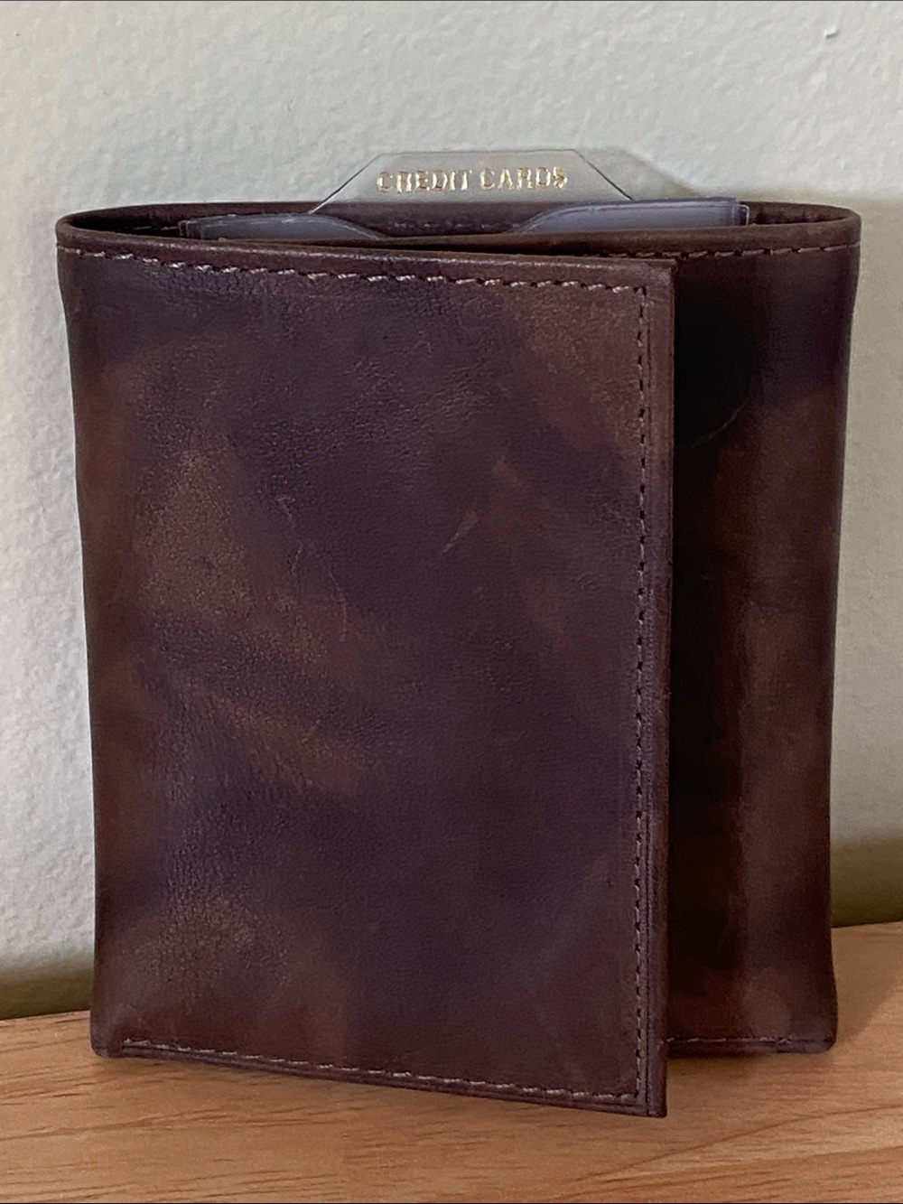 Brown Leather Men's Trifold Wallet New